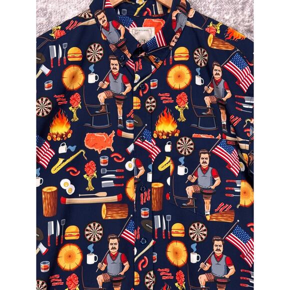 RSVLTS Shirt Medium Mens Ron Swanson Polo of Greatness Parks Recreation - Picture 2 of 8